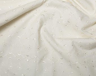 Cream - Broderie Anglaise Fabric Material - 5 Hole - 112cm (44") wide poly cotton