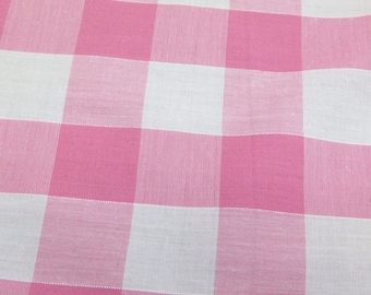 Pink - Corded Gingham - 1 Inch Check - Dress Fabric Material - Metre/Half - 44 inches (112cm) wide