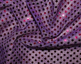 Purple - 3mm Sequin Fabric - Shiny Sparkly Material - 44" (112cm) wide Knitted Backing