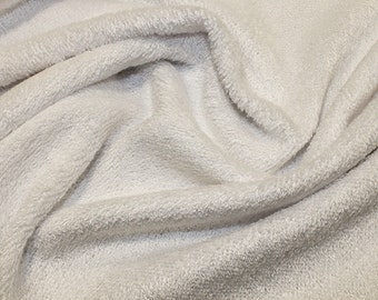 White Bamboo Terry Towelling Fabric - Plain Solid Colours - Towel Material - 150cm (59") wide