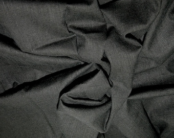 Black - Linen Look 100% Cotton Dress Fabric Material - Metre/Half - 58" (145cm) wide