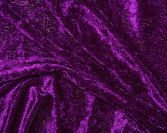 Purple Crushed Velvet Velour Stretch Fabric Material - Polyester - 150cm (59") wide