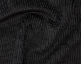 Black Jumbo Cord - Cotton Corduroy 4.5 Wale Fabric Material - 142cm (56") wide