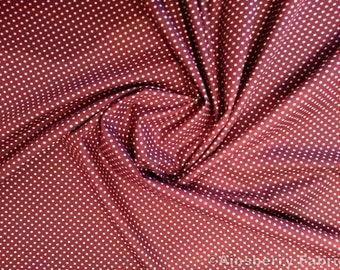 Burgundy - 100% Cotton Poplin Dress Fabric Material - 3mm Polka Dot / Spot - Metre/Half - 44" (112cm) wide