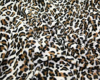 Snow Leopard - Animal Print Polyester Velboa Fabric - Metre/Half - Faux Fur Pony Skin 58" (145cm) wide Velour