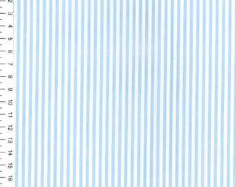 Pale Blue - Chambray 100% Yarn Dyed Cotton Fabric Candy Stripes - OekoTex - Metre/Half/FQ - 56" (144cm) wide