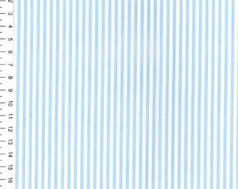 Pale Blue - Chambray 100% Yarn Dyed Cotton Fabric Candy Stripes - OekoTex - Metre/Half/FQ - 56" (144cm) wide