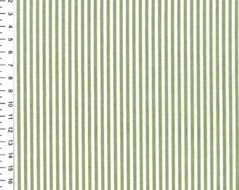 Green - Chambray 100% Yarn Dyed Cotton Fabric Candy Stripes - OekoTex - Metre/Half/FQ - 56" (144cm) wide
