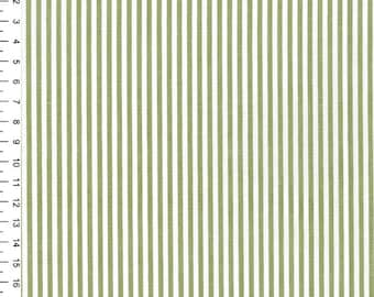 Green - Chambray 100% Yarn Dyed Cotton Fabric Candy Stripes - OekoTex - Metre/Half/FQ - 56" (144cm) wide