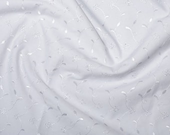 White - Broderie Anglaise Fabric Material - 3 Hole - 112cm (44") wide poly cotton