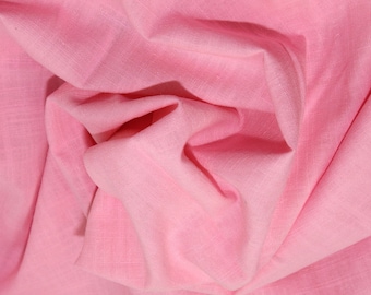 Pink - Linen Look 100% Cotton Dress Fabric Material - Metre/Half - 58" (145cm) wide