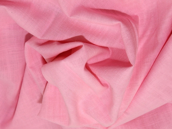 Pink - Linen Look 100% Cotton Dress Fabric Material - Metre/Half - 58"  (145cm) wide