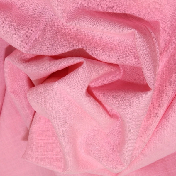 Pink - Linen Look 100% Cotton Dress Fabric Material - Metre/Half - 58" (145cm) wide