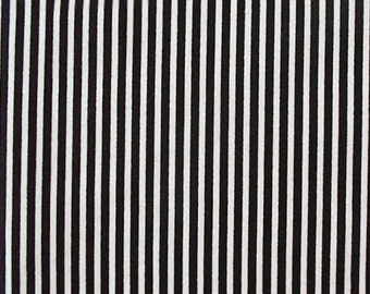Black/White - 100% Cotton Poplin Dress Fabric Material - 3mm Stripe - Metre/Half - 44" (112cm) wide