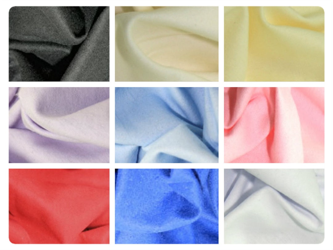 Plain Solid Winceyette Flannelette 100% Brushed Cotton Fabric - 105cm