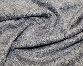 Grey Bamboo Terry Towelling Fabric - Plain Solid Colours - Towel Material - 150cm (59") wide