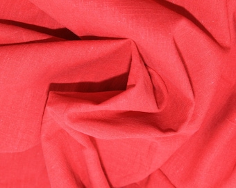 Red - Linen Look 100% Cotton Dress Fabric Material - Metre/Half - 58" (145cm) wide