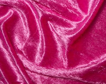 Cerise Pink Crushed Velvet Velour Stretch Fabric Material - Polyester - 150cm (59") wide