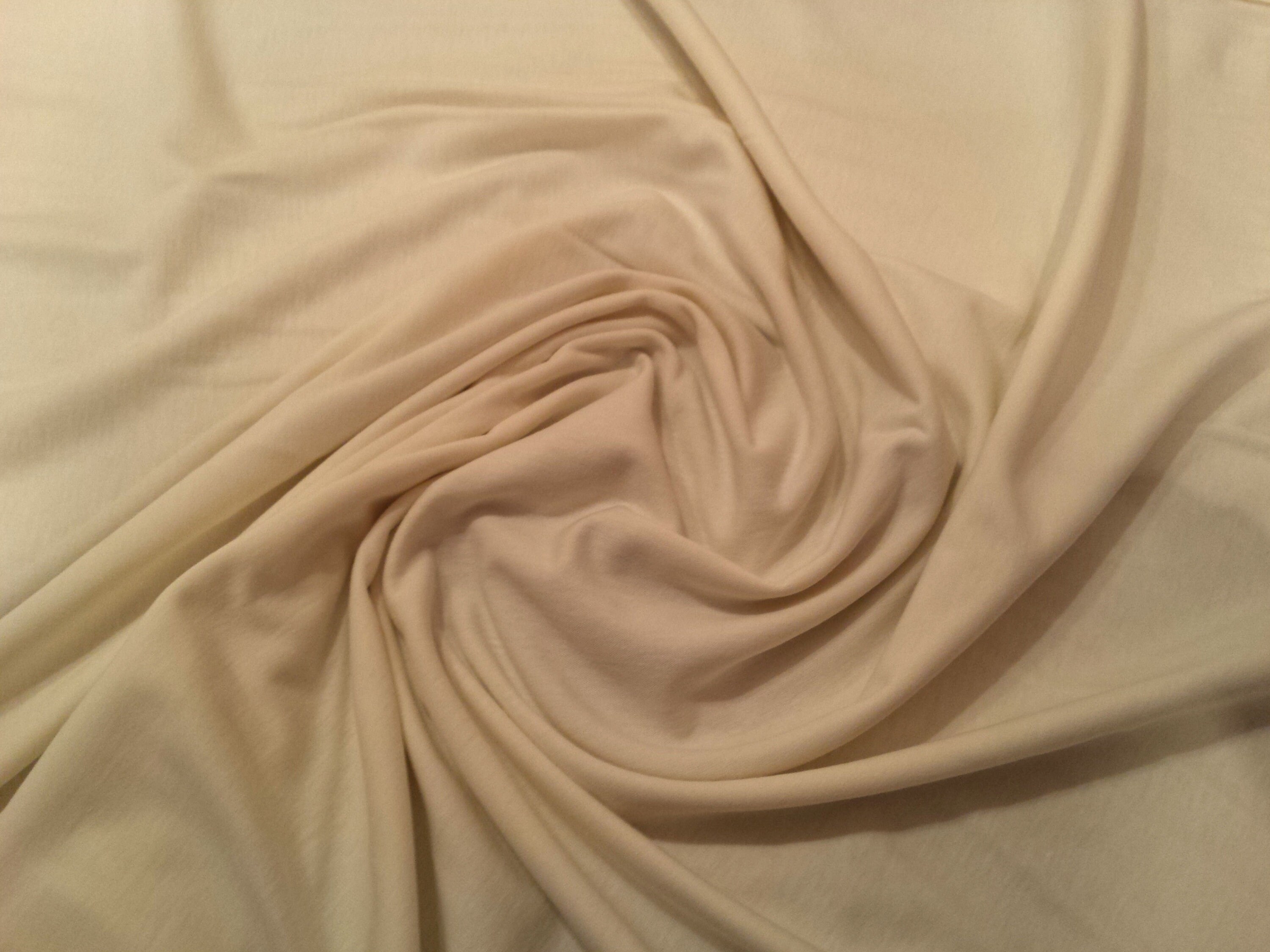 Cream 100 Cotton Jersey Knit Fabric TShirt, Stretch Material