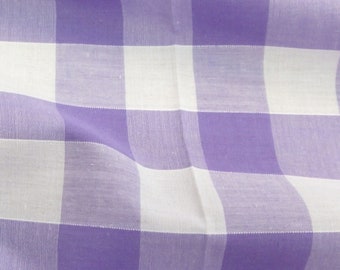 Lilac - Corded Gingham - 1 Inch Check - Dress Fabric Material - Metre/Half - 44 inches (112cm) wide