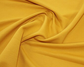 Ochre Yellow - Organic French Terry Loopback Cotton Jersey Knit Fabric - 150cm (59") wide