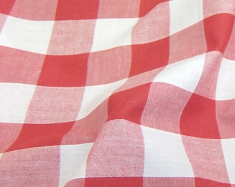 Red - Corded Gingham - 1 Inch Check - Dress Fabric Material - Metre/Half - 44 inches (112cm) wide