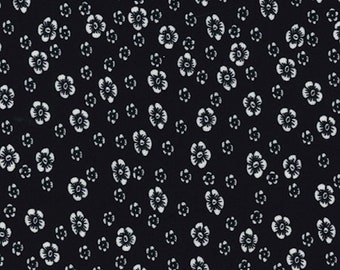 Ivory Flowers on Black - Ponte Roma Print Stretch Soft Knit Jersey Fabric - 150cm Wide (59")