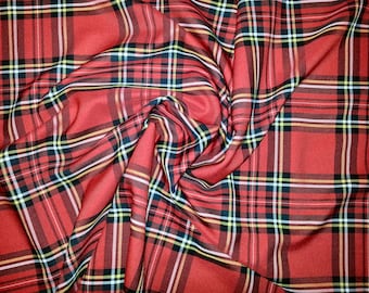 Red (Royal Stewart Big) - Tartan Fabric - PolyViscose - Metre/Half - 59" (150cm) wide