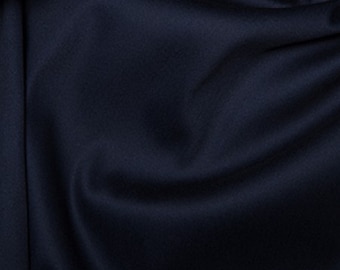 Navy Blue - Plain Cotton Stretch Sateen Fabric Dress Material - 146cm (57") wide
