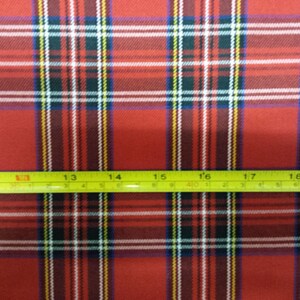 Red Royal Stewart Small Tartan Fabric PolyViscose Metre/Half 59 150cm wide image 3