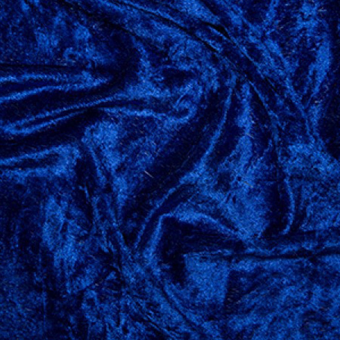 Royal Blue Crushed Velvet Velour Stretch Fabric Material - Polyester ...