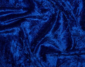 Royal Blue Crushed Velvet Velour Stretch Fabric Material - Polyester - 150cm (59") wide