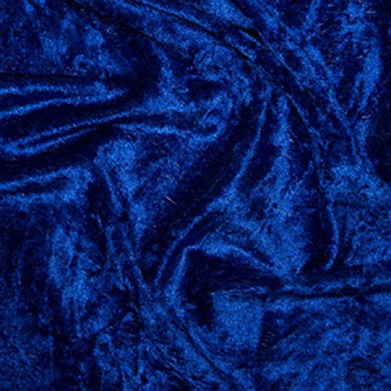 Royal Blue Crushed Velvet Velour Stretch Fabric Material - Polyester -  150cm (59) wide