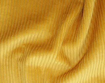 Ochre Yellow Jumbo Cord - Cotton Corduroy 4.5 Wale Fabric Material - 142cm (56") wide