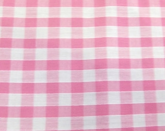 Pink - Corded Gingham - Quarter Inch Check - Dress Fabric Material - Metre/Half - 44 inches (112cm) wide