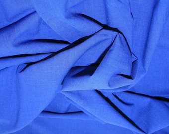 Royal Blue - Linen Look 100% Cotton Dress Fabric Material - Metre/Half - 58" (145cm) wide