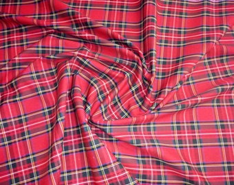 Royal Stewart - Flat Weave 100% Cotton Tartan Fabric Material - Double Sided - 147cm (58") wide