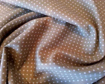 Tan Brown - 3mm Polka Dot / Spot - 100% Cotton Poplin Dress Fabric Material - Metre/Half - 44" (112cm) wide