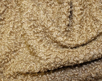 Camel - Curly Knit Boucle Type Stretch Fabric - Polyester Material - 150cm (59") wide