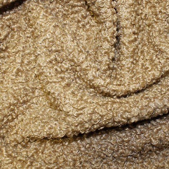 Camel Curly Knit Boucle Type Stretch Fabric Polyester Material 150cm 59  wide -  Portugal