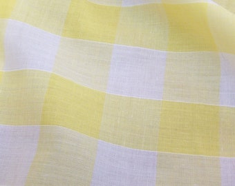 Yellow - Corded Gingham - 1 Inch Check - Dress Fabric Material - Metre/Half - 44 inches (112cm) wide