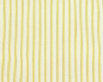 Yellow Ticking Stripe Fabric - 100% Cotton Poplin Dress / Craft Fabric - Metre/Half/FQ - 44" (112cm) wide