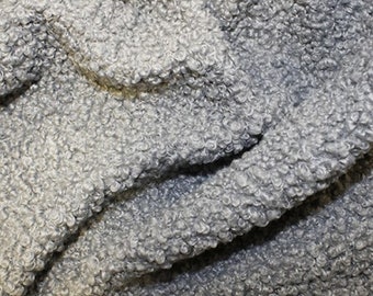 Grey - Curly Knit Boucle Type Stretch Fabric - Polyester Material - 150cm (59") wide