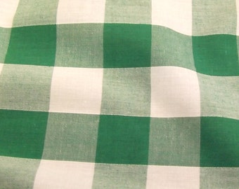 Emerald Green - Corded Gingham - 1 Inch Check - Dress Fabric Material - Metre/Half - 44 inches (112cm) wide