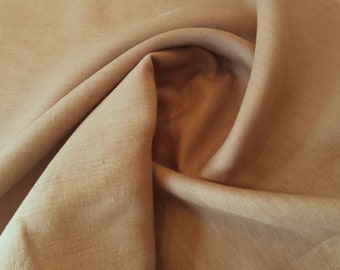 Taupe Washed Linen - 100% Linen Fabric Material - 137cm (53") wide