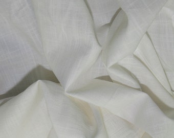 Ivory - Linen Look 100% Cotton Dress Fabric Material - Metre/Half - 58" (145cm) wide