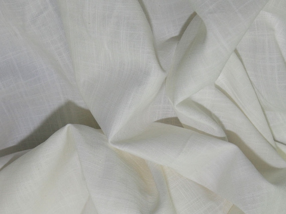 Ivory Linen Look 100% Cotton Dress Fabric Material Metre/Half 58