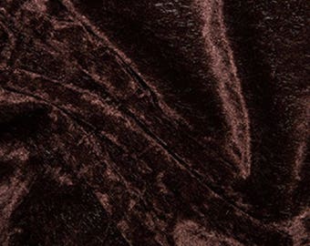 Brown Crushed Velvet Velour Stretch Fabric Material - Polyester - 150cm (59") wide