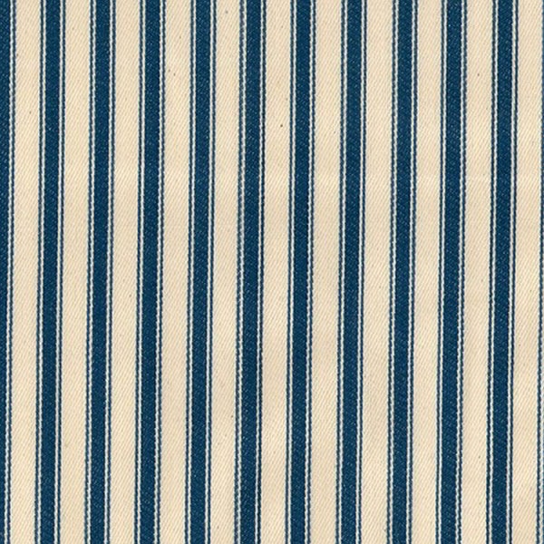 Marine Blue on Ivory - 100% Cotton Ticking Stripes Fabric Material - 137cm (53") wide