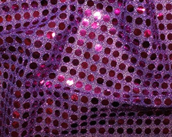 Purple - 6mm Sequin Fabric - Shiny Sparkly Material - 44" (112cm) wide Knitted Backing